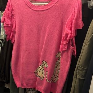 Pink Sweater with Leopard Design